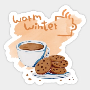 Warm Winter Hot Chocolate And Cookies Sticker